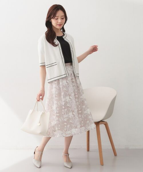 index / インデックス カーディガン・ボレロ | バイカラーダブルライン半袖カーディガン【洗濯機OK／UVケア】 | 詳細3