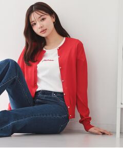 index / インデックス カーディガン・ボレロ | ビジューボタンクルーネックカーディガン【洗濯機OK・接触冷感・抗ピリング】