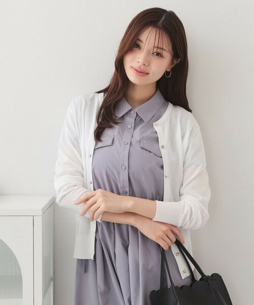 index / インデックス カーディガン・ボレロ | ビジューボタンクルーネックカーディガン【洗濯機OK・接触冷感・抗ピリング】 | 詳細1