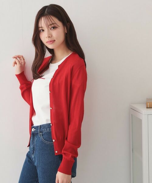 index / インデックス カーディガン・ボレロ | ビジューボタンクルーネックカーディガン【洗濯機OK・接触冷感・抗ピリング】 | 詳細9