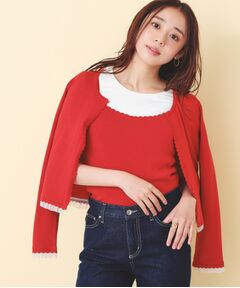 index / インデックス その他トップス | フリル付きキャミアンサンブルニットカーディガン【洗濯機OK】