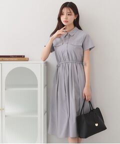 index / インデックス ミニ丈・ひざ丈ワンピース | サイドリボンシャツワンピース【洗濯機OK・防シワ】