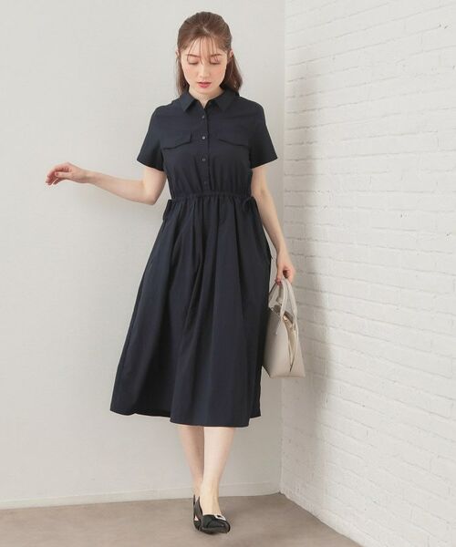index / インデックス ミニ丈・ひざ丈ワンピース | サイドリボンシャツワンピース【洗濯機OK・防シワ】 | 詳細10