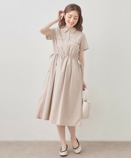 index / インデックス ミニ丈・ひざ丈ワンピース | サイドリボンシャツワンピース【洗濯機OK・防シワ】 | 詳細6