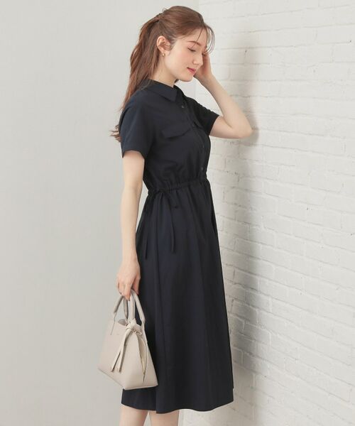 index / インデックス ミニ丈・ひざ丈ワンピース | サイドリボンシャツワンピース【洗濯機OK・防シワ】 | 詳細9