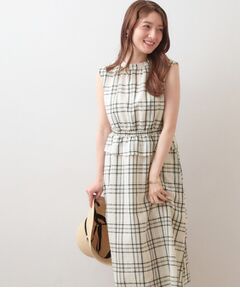 index / インデックス ミニ丈・ひざ丈ワンピース | シアーチェックミニペプラムワンピース【洗濯機OK・防シワ】
