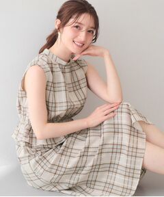 index / インデックス ミニ丈・ひざ丈ワンピース | シアーチェックミニペプラムワンピース【洗濯機OK・防シワ】