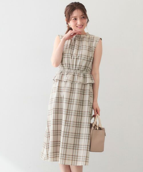 index / インデックス ミニ丈・ひざ丈ワンピース | シアーチェックミニペプラムワンピース【洗濯機OK・防シワ】 | 詳細10