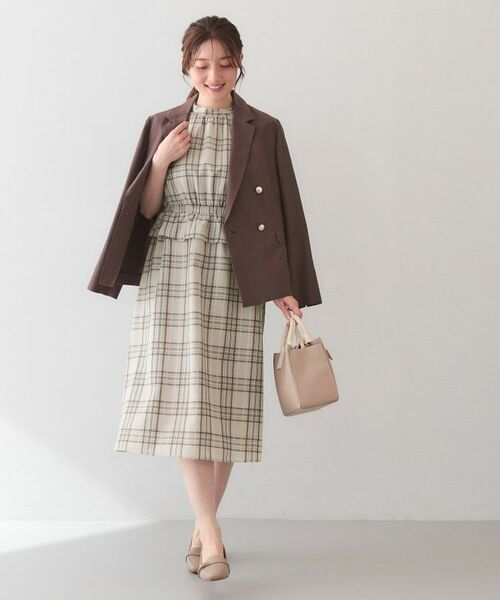 index / インデックス ミニ丈・ひざ丈ワンピース | シアーチェックミニペプラムワンピース【洗濯機OK・防シワ】 | 詳細11