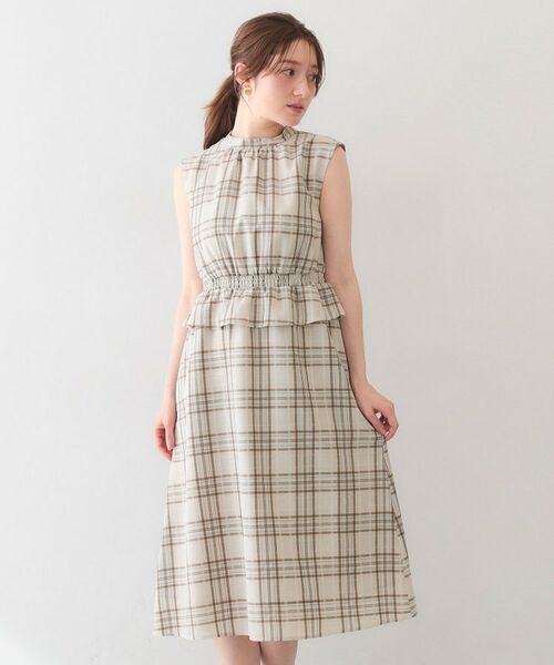 index / インデックス ミニ丈・ひざ丈ワンピース | シアーチェックミニペプラムワンピース【洗濯機OK・防シワ】 | 詳細13
