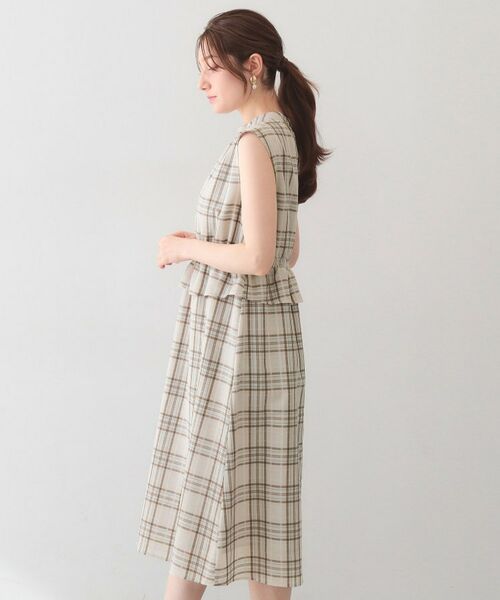 index / インデックス ミニ丈・ひざ丈ワンピース | シアーチェックミニペプラムワンピース【洗濯機OK・防シワ】 | 詳細14