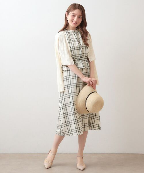 index / インデックス ミニ丈・ひざ丈ワンピース | シアーチェックミニペプラムワンピース【洗濯機OK・防シワ】 | 詳細7