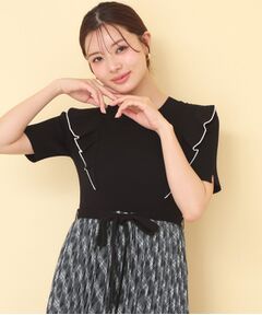 index / インデックス ミニ丈・ひざ丈ワンピース | チェックプリーツドッキングニットワンピース【洗濯機OK】