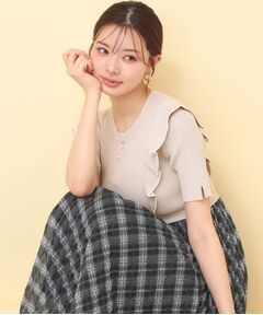 index / インデックス ミニ丈・ひざ丈ワンピース | チェックプリーツドッキングニットワンピース【洗濯機OK】