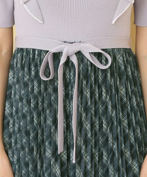 index / インデックス ミニ丈・ひざ丈ワンピース | チェックプリーツドッキングニットワンピース【洗濯機OK】 | 詳細27