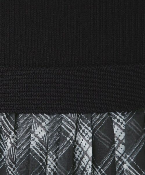 index / インデックス ミニ丈・ひざ丈ワンピース | チェックプリーツドッキングニットワンピース【洗濯機OK】 | 詳細7