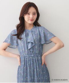 index / インデックス ミニ丈・ひざ丈ワンピース | ◆【日比谷花壇コラボ】ラッフルタイプリーツワンピース【防シワ/洗濯機OK】