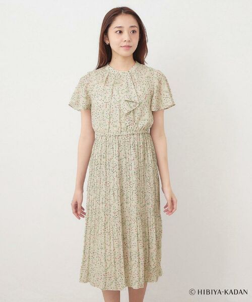 index / インデックス ミニ丈・ひざ丈ワンピース | ◆【日比谷花壇コラボ】ラッフルタイプリーツワンピース【防シワ/洗濯機OK】 | 詳細15