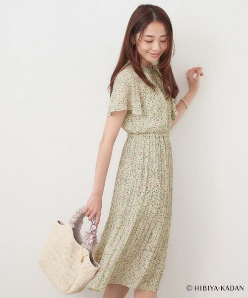 index / インデックス ミニ丈・ひざ丈ワンピース | ◆【日比谷花壇コラボ】ラッフルタイプリーツワンピース【防シワ/洗濯機OK】 | 詳細3