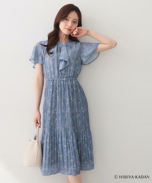 index / インデックス ミニ丈・ひざ丈ワンピース | ◆【日比谷花壇コラボ】ラッフルタイプリーツワンピース【防シワ/洗濯機OK】 | 詳細7