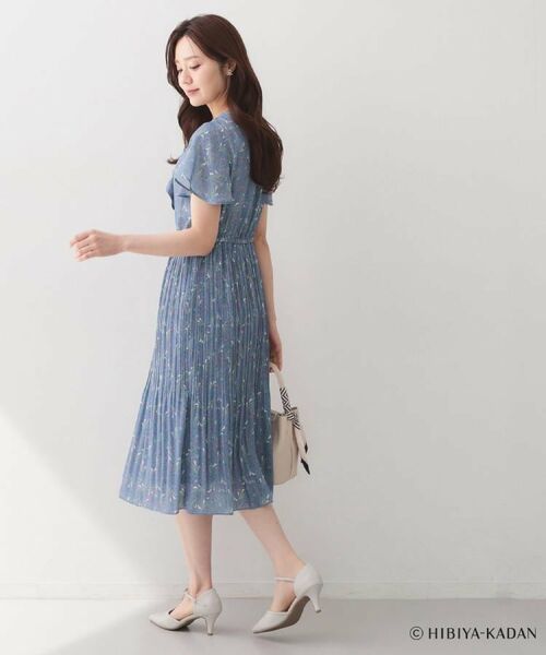index / インデックス ミニ丈・ひざ丈ワンピース | ◆【日比谷花壇コラボ】ラッフルタイプリーツワンピース【防シワ/洗濯機OK】 | 詳細9