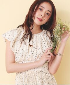 index / インデックス ミニ丈・ひざ丈ワンピース | ハートドットバルーンスリーブワンピース【洗濯機OK／イージーアイロン】