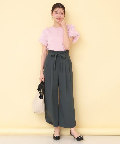 index / インデックス パンツ | リボンベルト付カラーワイドパンツ【洗濯機OK】 | 詳細11
