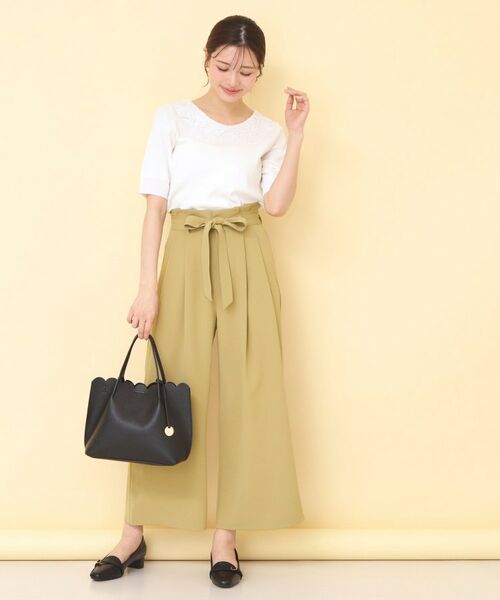 index / インデックス パンツ | リボンベルト付カラーワイドパンツ【洗濯機OK】 | 詳細18