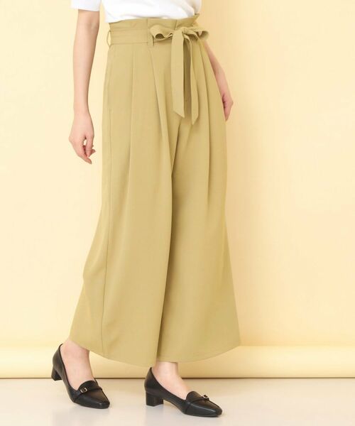 index / インデックス パンツ | リボンベルト付カラーワイドパンツ【洗濯機OK】（ベージュ(052)）