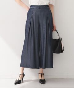 index / インデックス ショート・ハーフ・半端丈パンツ | シャンブレーワイドパンツ【洗濯機OK／UVケア／接触冷感／吸水速乾】