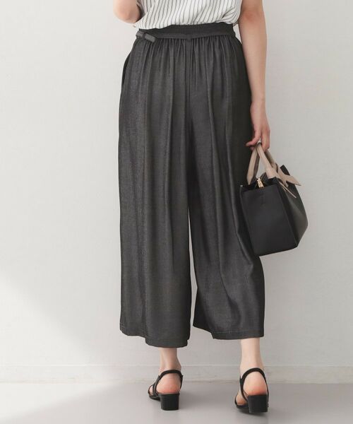 index / インデックス ショート・ハーフ・半端丈パンツ | シャンブレーワイドパンツ【洗濯機OK／UVケア／接触冷感／吸水速乾】 | 詳細1