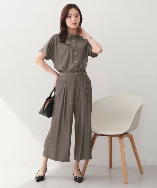 index / インデックス ショート・ハーフ・半端丈パンツ | シャンブレーワイドパンツ【洗濯機OK／UVケア／接触冷感／吸水速乾】 | 詳細11