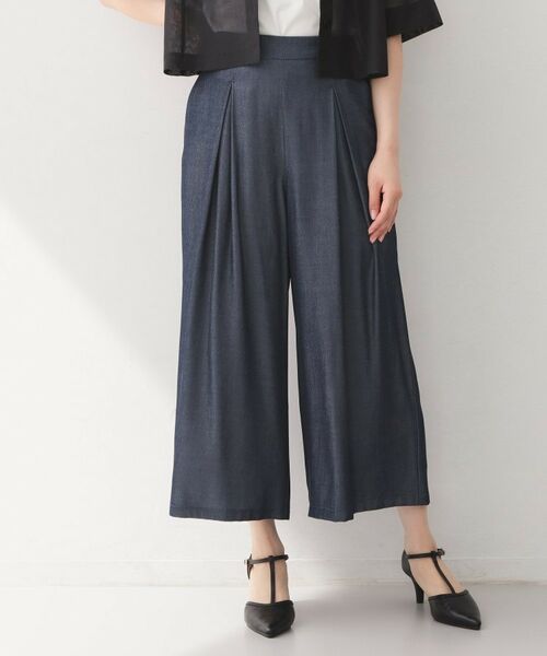 index / インデックス ショート・ハーフ・半端丈パンツ | シャンブレーワイドパンツ【洗濯機OK／UVケア／接触冷感／吸水速乾】 | 詳細16