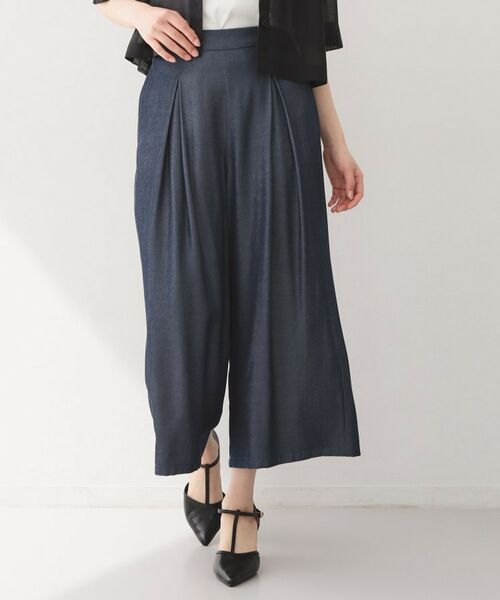 index / インデックス ショート・ハーフ・半端丈パンツ | シャンブレーワイドパンツ【洗濯機OK／UVケア／接触冷感／吸水速乾】 | 詳細17