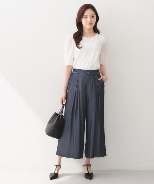 index / インデックス ショート・ハーフ・半端丈パンツ | シャンブレーワイドパンツ【洗濯機OK／UVケア／接触冷感／吸水速乾】 | 詳細18