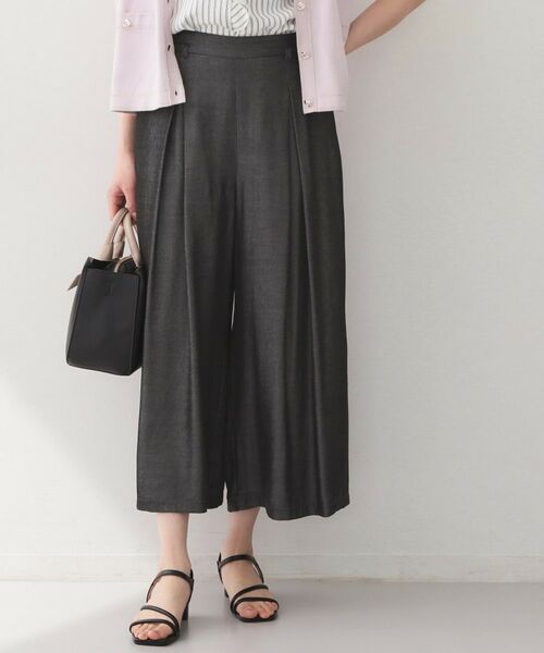 index / インデックス ショート・ハーフ・半端丈パンツ | シャンブレーワイドパンツ【洗濯機OK／UVケア／接触冷感／吸水速乾】 | 詳細2