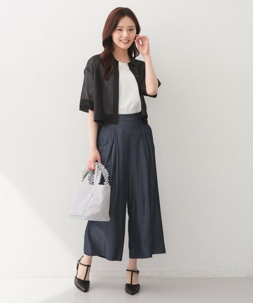 index / インデックス ショート・ハーフ・半端丈パンツ | シャンブレーワイドパンツ【洗濯機OK／UVケア／接触冷感／吸水速乾】 | 詳細20