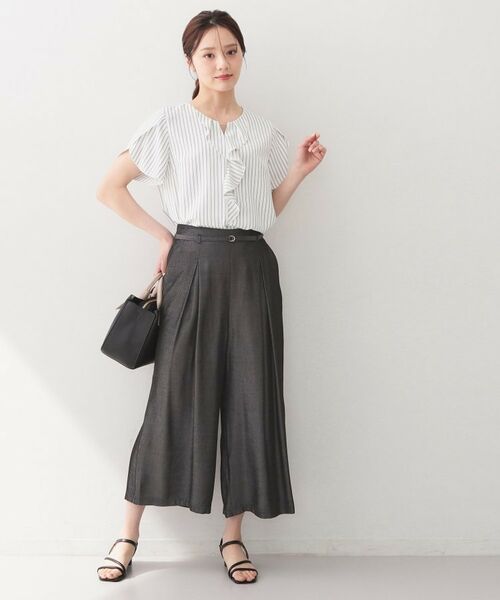 index / インデックス ショート・ハーフ・半端丈パンツ | シャンブレーワイドパンツ【洗濯機OK／UVケア／接触冷感／吸水速乾】 | 詳細3