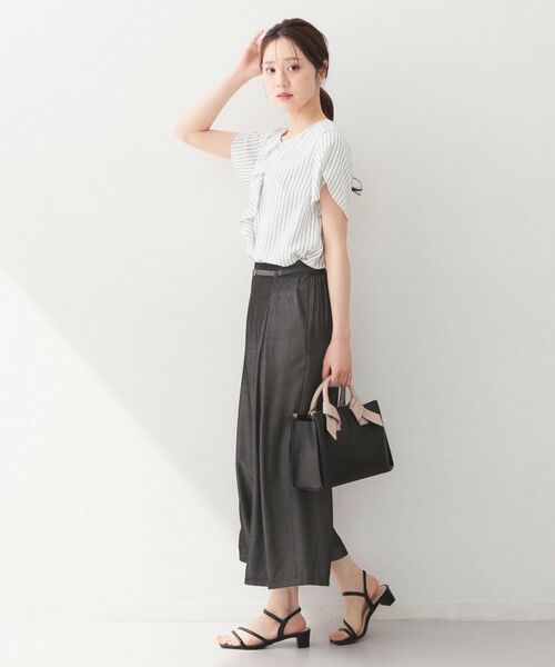 index / インデックス ショート・ハーフ・半端丈パンツ | シャンブレーワイドパンツ【洗濯機OK／UVケア／接触冷感／吸水速乾】 | 詳細4