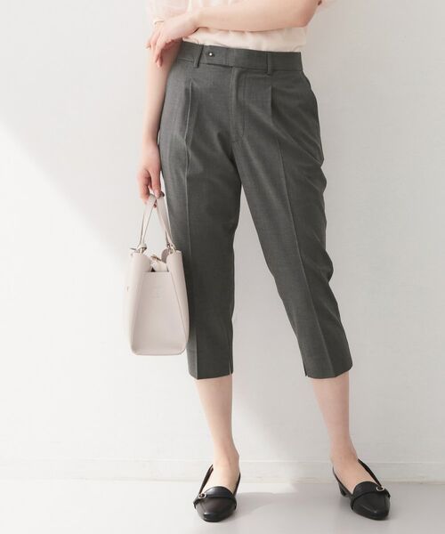 index / インデックス ショート・ハーフ・半端丈パンツ | プリペラカプリパンツ【洗濯機OK／ストレッチ】（チャコールグレー(014)）