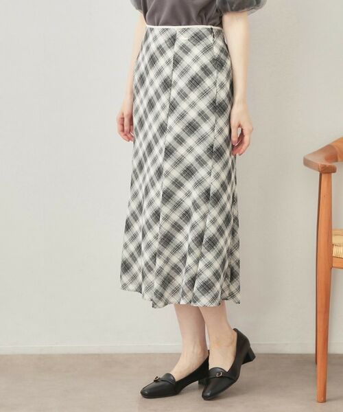 index / インデックス スカート | バイアスチェックマーメイドフレアスカート【洗濯機OK／イージーアイロン／防シワ】 | 詳細1