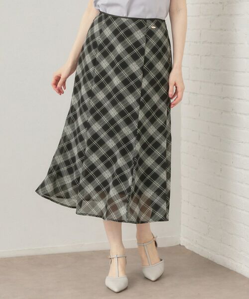 index / インデックス スカート | バイアスチェックマーメイドフレアスカート【洗濯機OK／イージーアイロン／防シワ】（ブラック(219)）