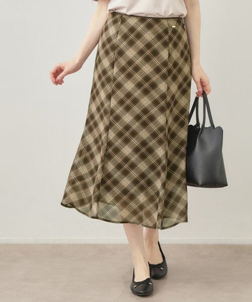 index / インデックス スカート | バイアスチェックマーメイドフレアスカート【洗濯機OK／イージーアイロン／防シワ】（ブラウン(244)）