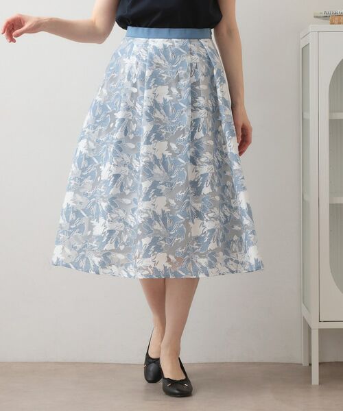 index / インデックス スカート | シアーフラワータックフレアスカート【洗濯機OK】（ブルー(193)）