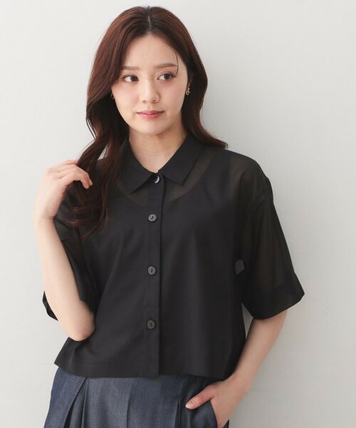 index / インデックス シャツ・ブラウス | シアーボイルボクシーショートブラウス【洗濯機OK／イージーアイロン】 | 詳細5