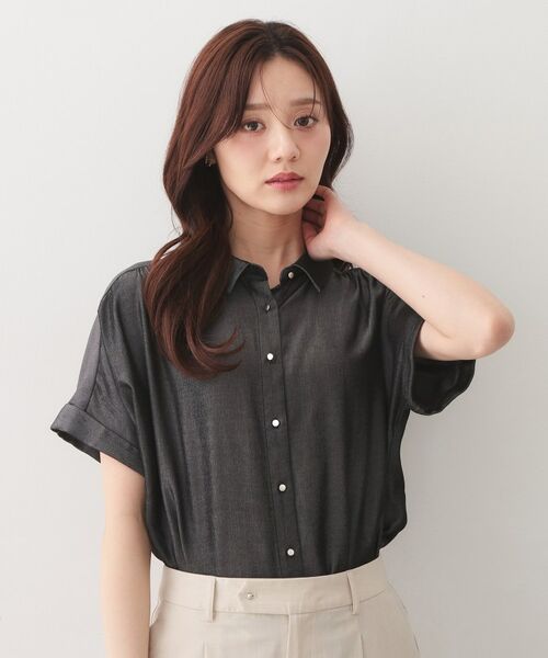 index / インデックス シャツ・ブラウス | シャンブレーターンバックシャツ【洗濯機OK／UVケア／接触冷感／吸水速乾】 | 詳細1