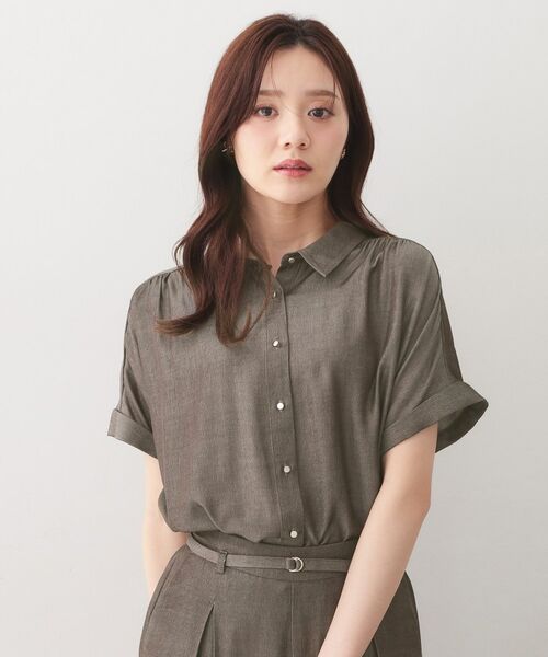 index / インデックス シャツ・ブラウス | シャンブレーターンバックシャツ【洗濯機OK／UVケア／接触冷感／吸水速乾】 | 詳細13