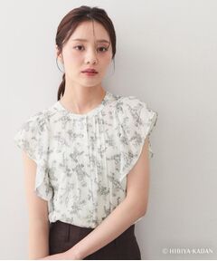 index / インデックス シャツ・ブラウス | ◆【日比谷花壇コラボ】線画フラワーピンタックブラウス【防シワ/洗濯機OK】