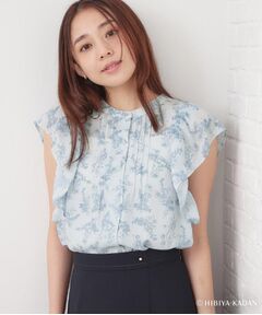 index / インデックス シャツ・ブラウス | ◆【日比谷花壇コラボ】線画フラワーピンタックブラウス【防シワ/洗濯機OK】