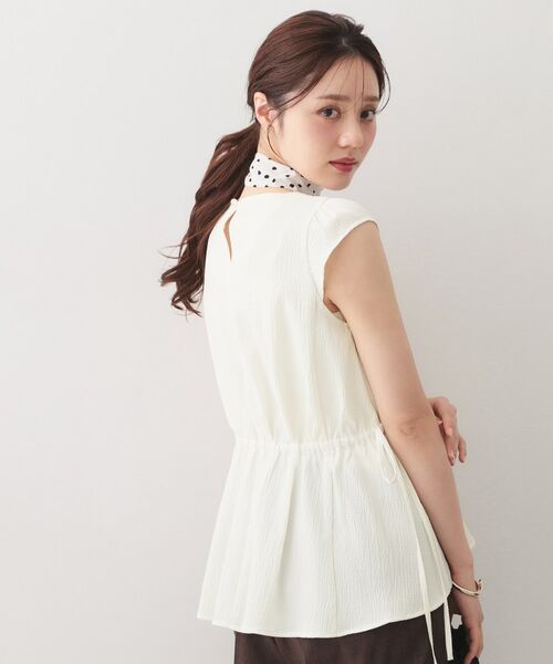 index / インデックス シャツ・ブラウス | シボサイドリボンペプラムブラウス【洗濯機OK／防シワ／ストレッチ／イージーアイロン】 | 詳細1